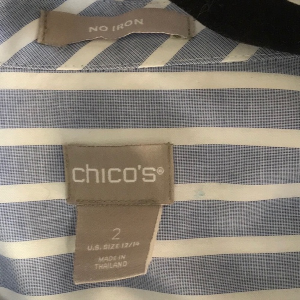 Chico’s Cotton Blend Striped Collared Shirt - Picture 6 of 7